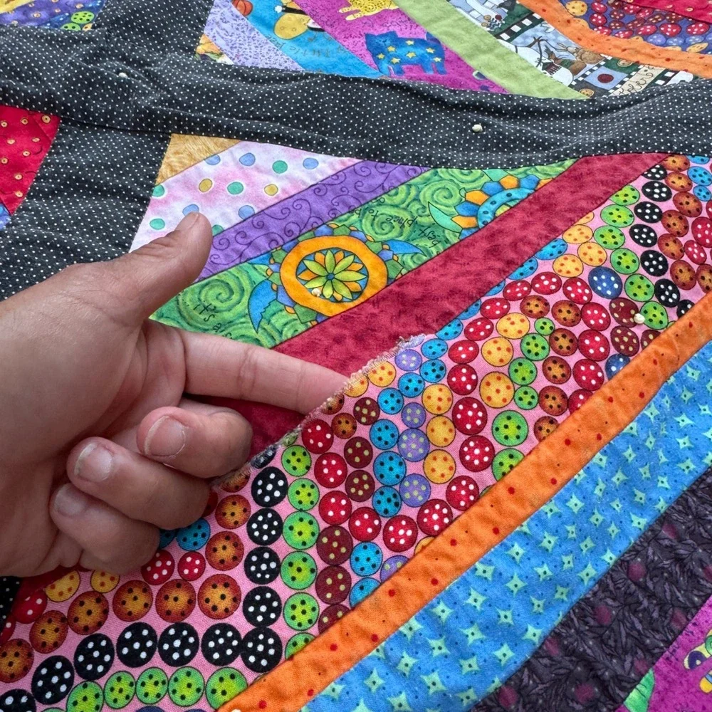 Vintage Scrappy Quilt Handmade Piecemakers Guild String Multicolor 54